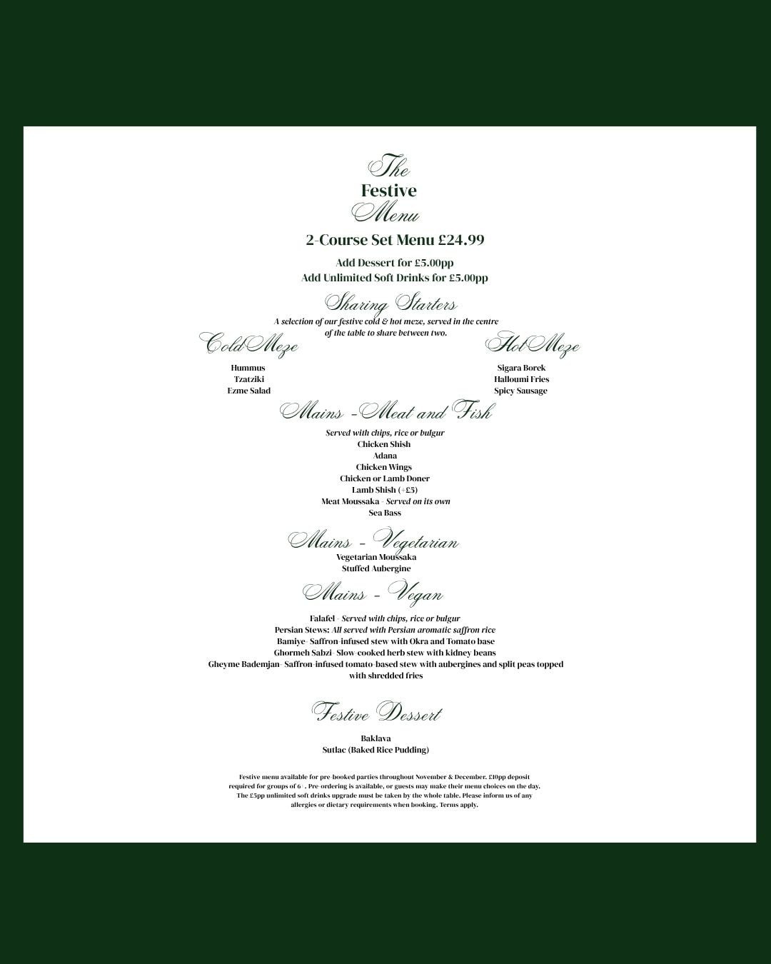 Festive menu at Sumac & Saffron